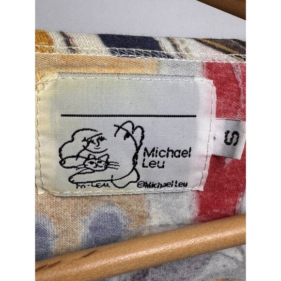 Vintage Michael Lau Top Womens Small Cotton Art Print City Scene Made in USA - Picture 5 of 11